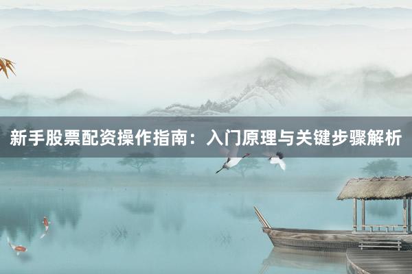 新手股票配资操作指南：入门原理与关键步骤解析