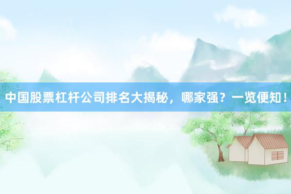 中国股票杠杆公司排名大揭秘，哪家强？一览便知！