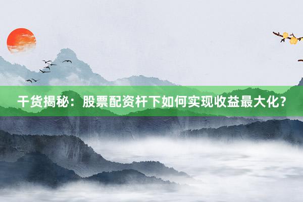 干货揭秘：股票配资杆下如何实现收益最大化？