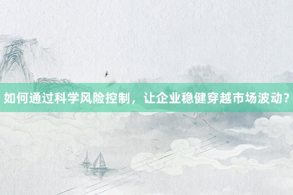 如何通过科学风险控制，让企业稳健穿越市场波动？