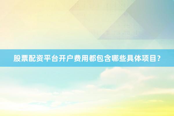 股票配资平台开户费用都包含哪些具体项目？